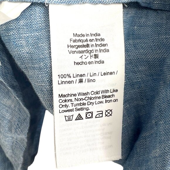 Madewell Shirred Button-Up Shirt In Linen-Cotton Blue Size Large NWT - Picture 11 of 13